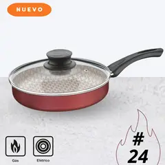 TRAMONTINA - Sartén Antiadherente Recta con Tapa N° 24 -