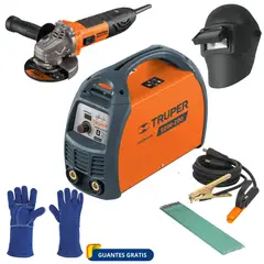 TRUPER - MEGACOMBO MAQUINA SOLDADOR 200A AMOLADORA ERGOPRO 850W CARETA, GUANTE