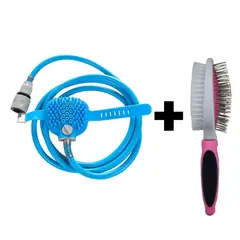 GENERICO - Kit de Manguera rociadora y peine rosado para mascota