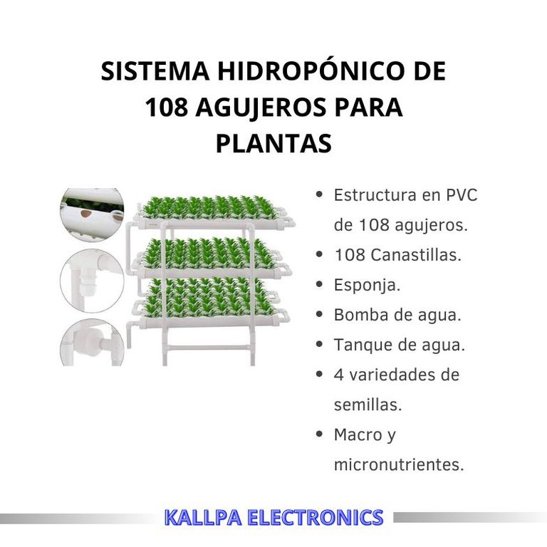 Kit Hidropónico Vertical NTF 108 agujeros