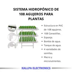 GENERICO - Kit Hidropónico Vertical NTF 108 agujeros