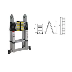 GENERICO - Escalera telescopica retractril 5 metros 2 En 1, 17 pasos 150kg