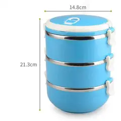 ITELSISTEM - Fiambrera Lonchera Acero llevar comida 3 Niveles Plastico Azul