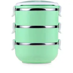 ITELSISTEM - Fiambrera Lonchera Acero llevar comida 3 Niveles Plastico verde