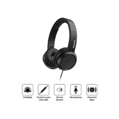 PHILIPS - Audífono CMicrof TAH4105BK Extra Bass Plegable Black