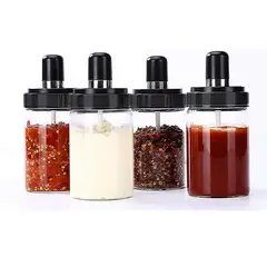 GENERICO - Set de 2 Condimenteros Especieros Frasco de Vidrio con Cuchara