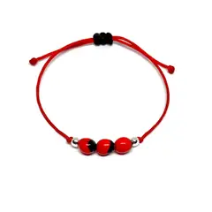 ESPIRAL ROJO - Pulsera Huayruro Bebé Recién Nacidos - Hilo y Plata