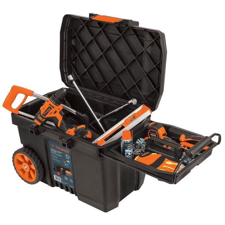 Caja para herramienta de 23 con ruedas y mango telescópico 10902 Truper