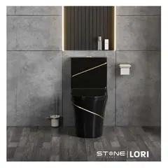 STONE - INODORO MINIMALISTA LORI NEGRO C DORADO