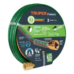TRUPER - Manguera 5/8" reforzada 3 capas 15 m conexiones de metal