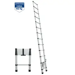 TRUPER - Escalera telescópica 13 peldaños, extensión retráctil capacidad 102 kg