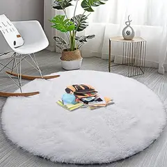 GENERICO - Bajada de cama redonda 100x100CM blanco