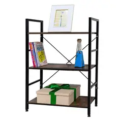 INIUS - Mueble Organizador Estante de Metal Leesi 3 divisiones - Color Marrón