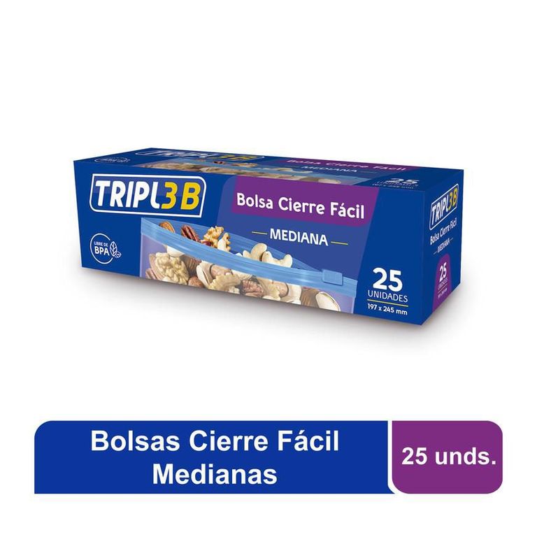 Bolsa Cierre Fácil Triple B Mediana X 25 Unidades