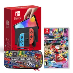 Nintendo - Consola Nintendo Switch Oled Neon + Mario Kart 8 + Estuche Mario Kart
