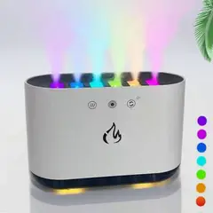GENERICO - Humidificador Fuego Difusor Aromas Lampara 900ml Blanco RGB