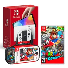 Nintendo - Consola Nintendo Switch Oled Blanco + Mario Odyssey + Estuche Odyssey