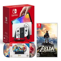 Nintendo - Consola Nintendo Switch Oled Blanco + Zelda BOTW + Estuche Hyrule