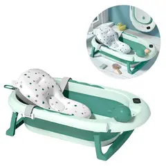 BABYPAL - Bañera Plegable Bebe Termostato Cojin Verde