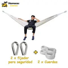 HAMACAS LIZARASO - Hamacas Andina Color Crema de Algodón -