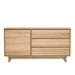 TU MESITA - Cómoda Rústica 3 cajones 1 puerta Mirella color Roble