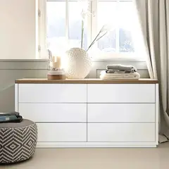 TU MESITA - Cómoda clásica 6 cajones Fabiana color Blanco/Marrón