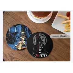 GENERICO - Pack x 4 Posavasos Mdf con base de corcho STar Wars