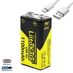 OEM - Bateria 9V Recargable Pila Usb Litio 1100mAh x 01 Unidad