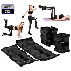 GENERICO - Pesas Muñequeras Tobilleras Peso de 2 kg Pack 2 Unidades