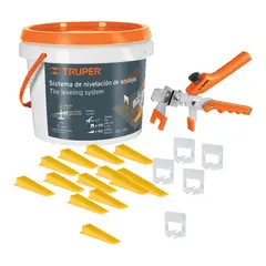 Truper - Kit enchapador cuña nivelador de porcelanato,  alicate - Balde Truper