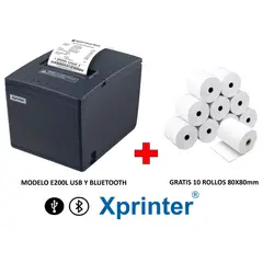 XPRINTER - Impresora ticketera termica 80mm USB BLUETOOTH y 10 Rollos