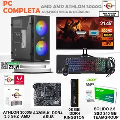 AMD - Computadora ATHLON 3000G  ram 8gb ssd 480 gb monitor 21.5 FHD