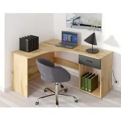 TU MESITA - Escritorio en L Práctico Leonidas color Duna 1 cajón