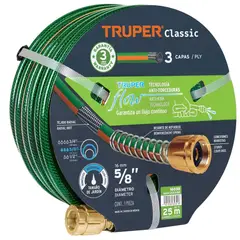 TRUPER - Manguera de riego 5/8" reforzada 3 capas 20 m conexiones de metal
