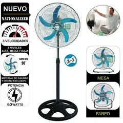 NATIONALIZER - Ventilador 3 en 1 de 18″ 60W Metalico