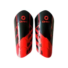 ORBIT - CANILLERAS PARA FÚTBOL JUNIOR TALLA S NEGRO ROJO