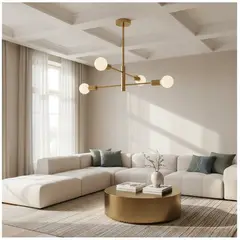 GENERICO - Lampara de techo dorado 4 luces sin focos