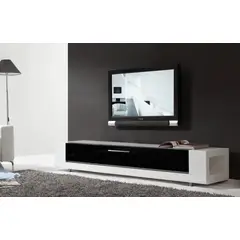 TU MESITA - Mesa de Tv Contemporánea Aguiar Blanco-Negro 198cm