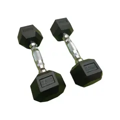 WINNER - Par de Mancuernas Hexagonales Pesas 2.5 Kg Cromadas Caucho