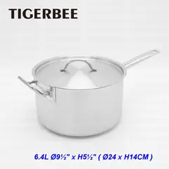TIGERBEE - Olla Inoxidable 24 Cm Capacidad 6. 4 Litros Base Triple Capa Inducción Horno Apto Lava