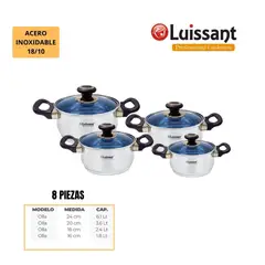 LUISSANT - JUEGO DE OLLAS 8 PZAS EN ACERO INOXIDABLE