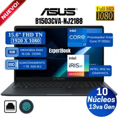 ASUS - Laptop Expertbook B1503CVA-NJ2188 15.6" FHD TN, Core i7-1355U, Ram 16GB, Ssd 1 TB, Win 11