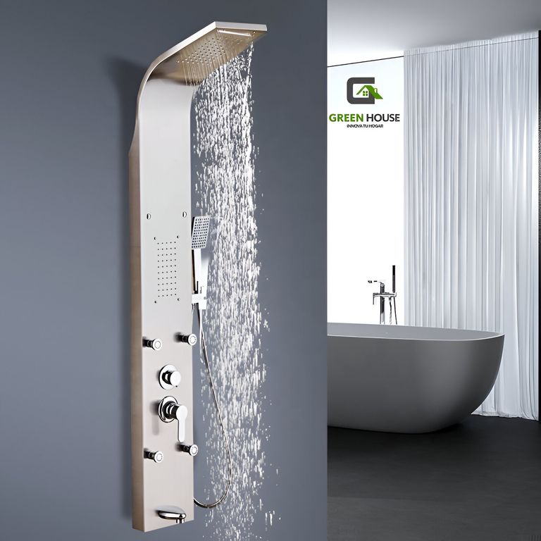 COLUMNA DE DUCHA HIDROMASAJE SATINADO ACERO INOXIDABLE 4 HIDROJETH