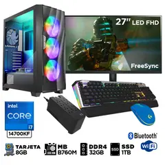 INTEL - Computadora Pc Gamer Core i7 14700 32GB 1TB RTX 3050 8GB MONITOR 27" FULL HD