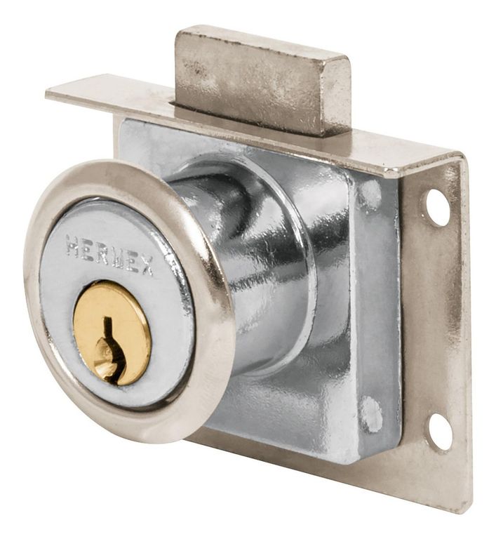 Chapa cerradura para mueble modelo 24 cromo Hermex