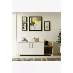 TU MESITA - Mesa multiusos 2 puertas Chivas color Blanco/Haya
