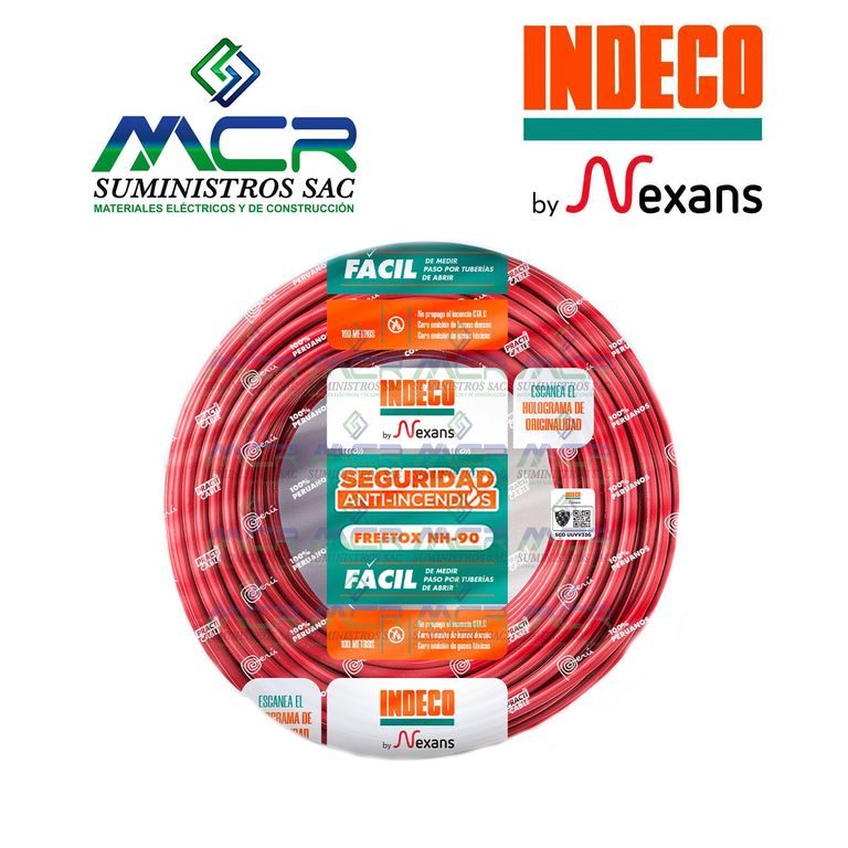 CABLE NH-90 LIBRE HALOGENO 1.5 mm2 ROJO ROLLO DE 100m INDECO