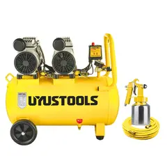 UYUSTOOLS - Kit Compresora silenciosa 50L 2HP Manguera 5m pistola para pintar