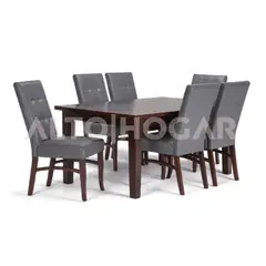 ALTO HOGAR - Juego de Comedor Alto Hogar 6 Sillas Memph Gris Oscuro