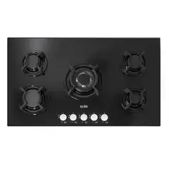 SOLE - Cocina Empotrable a Gas 5 Hornillas SOLCO033 Negro.